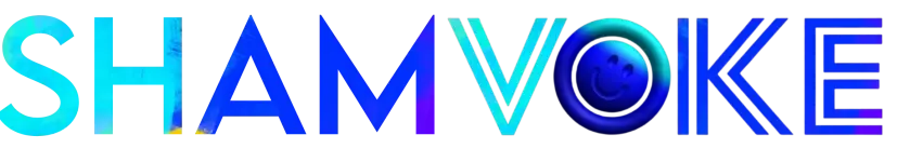 Shamvoke Logo, The Official shamvoke logo, Feauturing Bree the blue smiley face, in a vibrant and artistic style. A creative and colorful representation of the shamvoke brand.